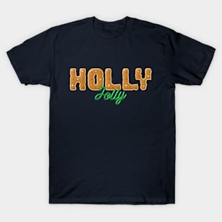 Holly Jolly Christmas Cookie Lettering Design T-Shirt